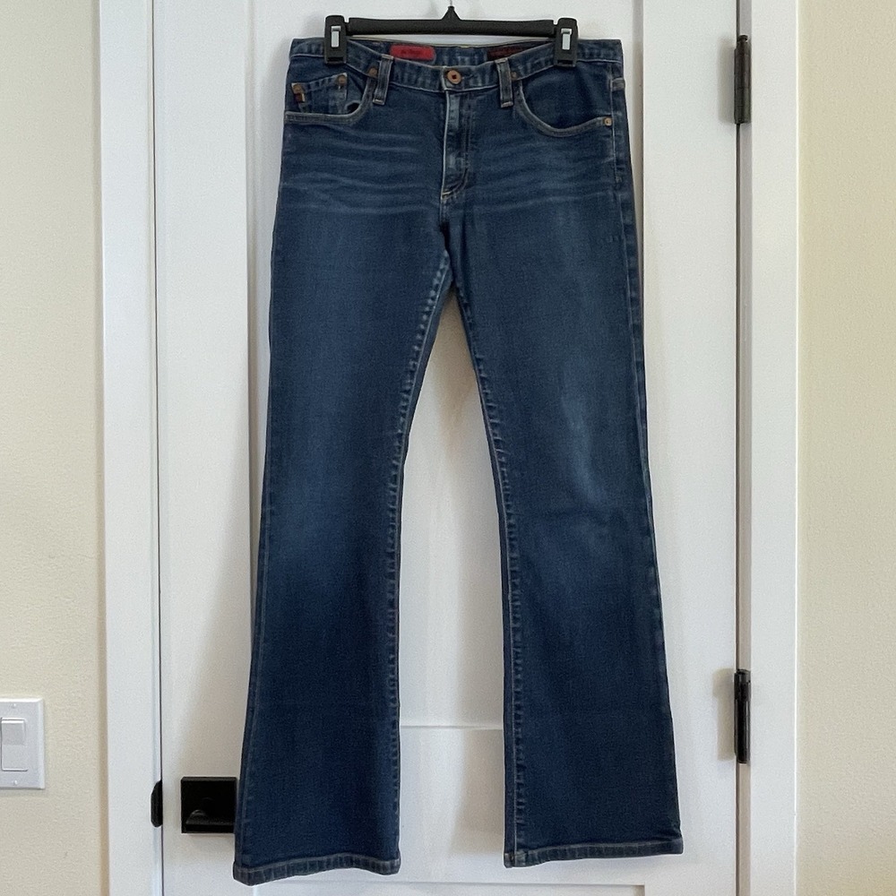 AG Adriano Goldschmied 29 (31x30) MED‎ Wash Angel Boot Cut Jeans USA made Cowboy